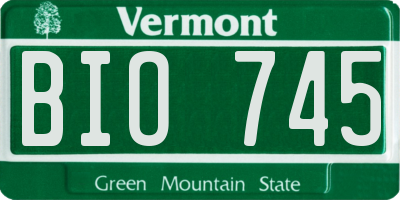 VT license plate BIO745