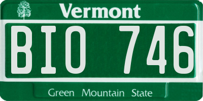 VT license plate BIO746