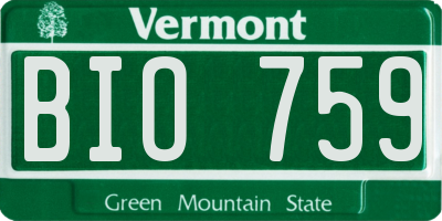 VT license plate BIO759