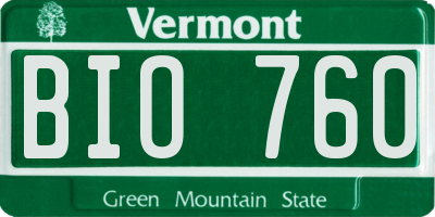 VT license plate BIO760