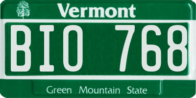 VT license plate BIO768