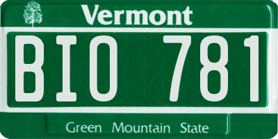 VT license plate BIO781