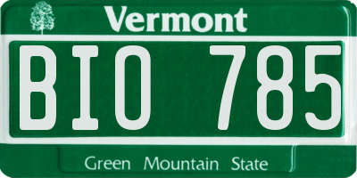 VT license plate BIO785