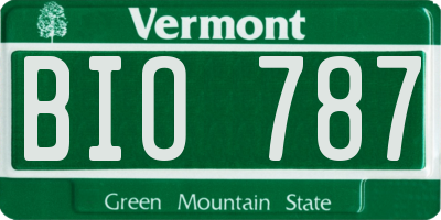 VT license plate BIO787