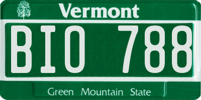 VT license plate BIO788
