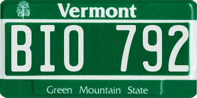 VT license plate BIO792