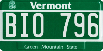 VT license plate BIO796