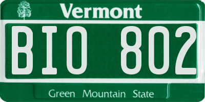 VT license plate BIO802