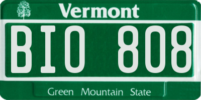 VT license plate BIO808