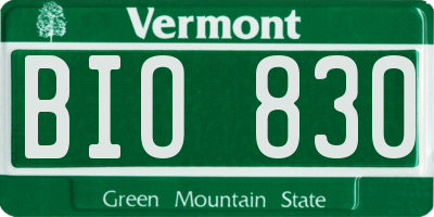 VT license plate BIO830