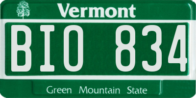 VT license plate BIO834