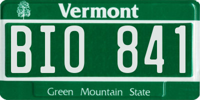 VT license plate BIO841