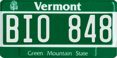 VT license plate BIO848