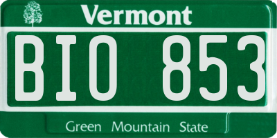 VT license plate BIO853