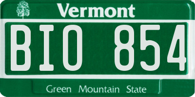 VT license plate BIO854