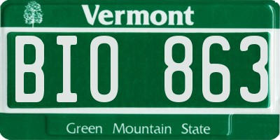 VT license plate BIO863
