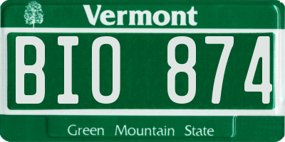 VT license plate BIO874