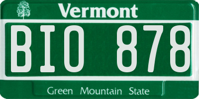 VT license plate BIO878