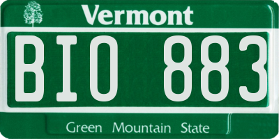 VT license plate BIO883