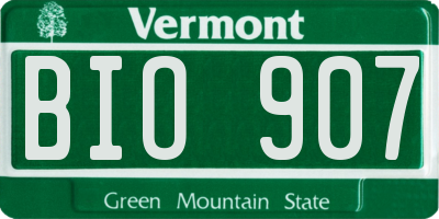 VT license plate BIO907