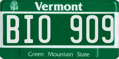 VT license plate BIO909