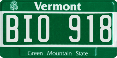 VT license plate BIO918