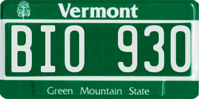 VT license plate BIO930