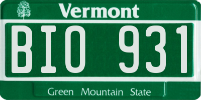 VT license plate BIO931
