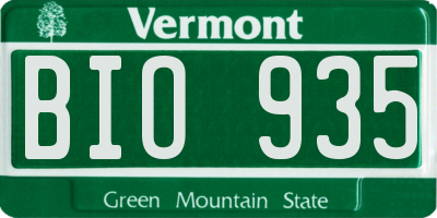 VT license plate BIO935