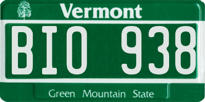 VT license plate BIO938