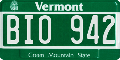 VT license plate BIO942