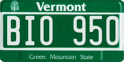 VT license plate BIO950
