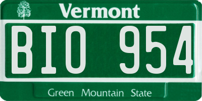 VT license plate BIO954