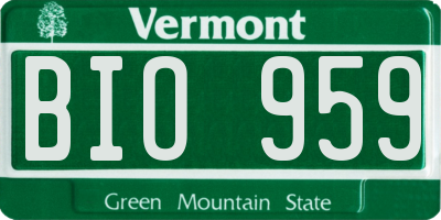VT license plate BIO959