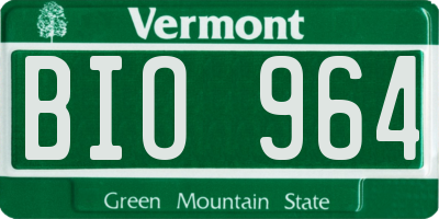 VT license plate BIO964