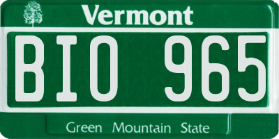 VT license plate BIO965