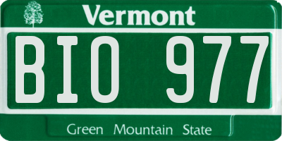 VT license plate BIO977