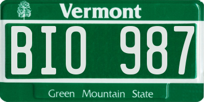 VT license plate BIO987