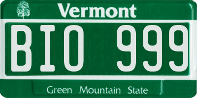 VT license plate BIO999