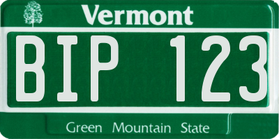 VT license plate BIP123
