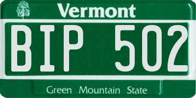VT license plate BIP502