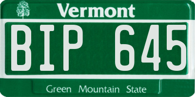 VT license plate BIP645