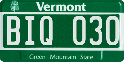 VT license plate BIQ030