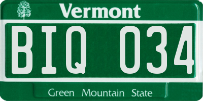 VT license plate BIQ034