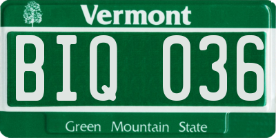 VT license plate BIQ036