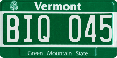 VT license plate BIQ045