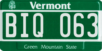 VT license plate BIQ063