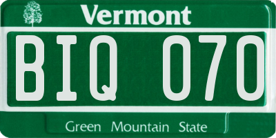 VT license plate BIQ070