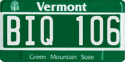 VT license plate BIQ106