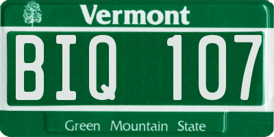 VT license plate BIQ107